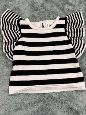 Janie and Jack Black & White Striped Top